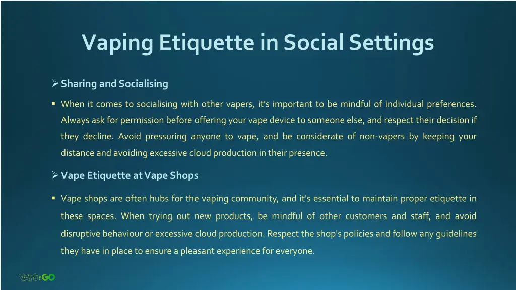 vaping etiquette in social settings