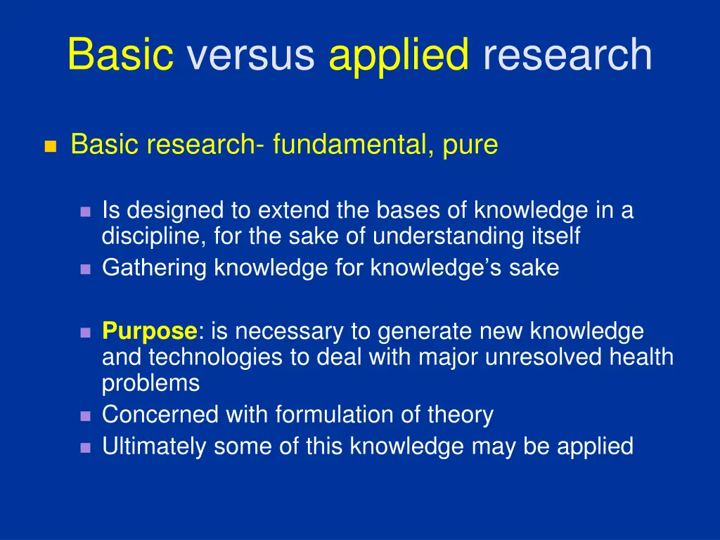 basic versus applied research