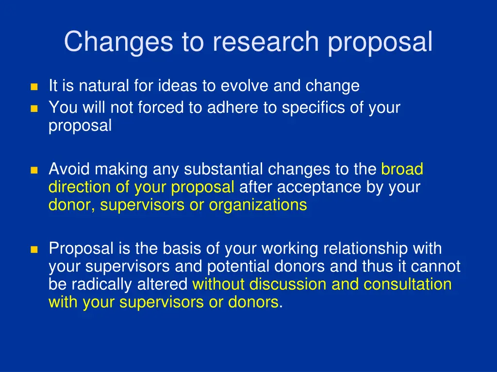 changes to research proposal