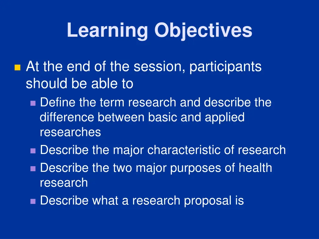 learning objectives