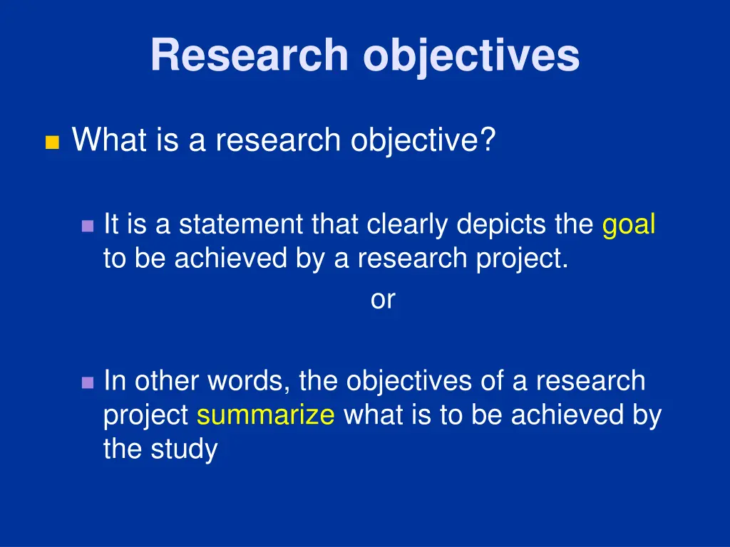 research objectives