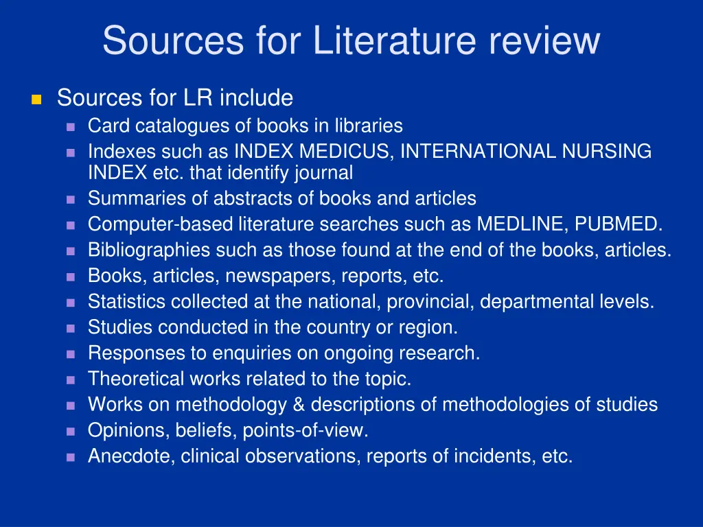 sources for literature review