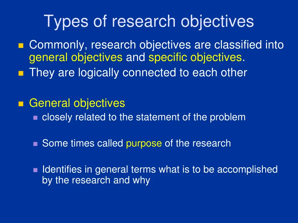 types of research objectives