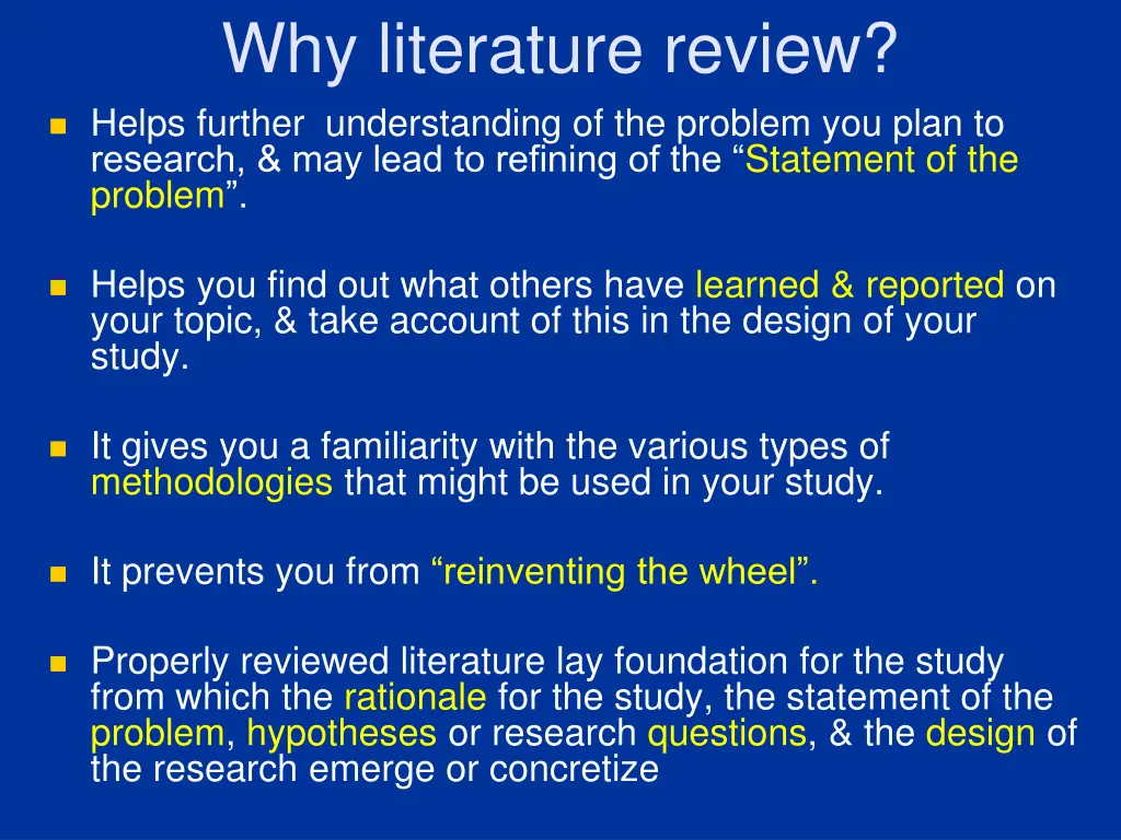 why literature review helps further understanding