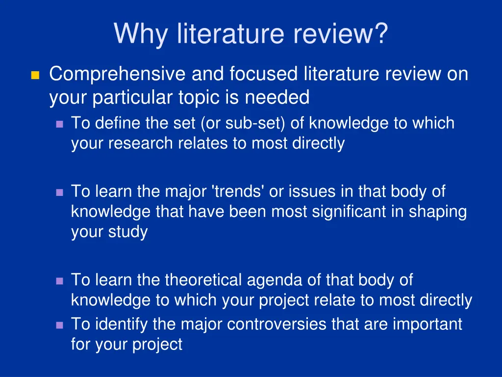 why literature review