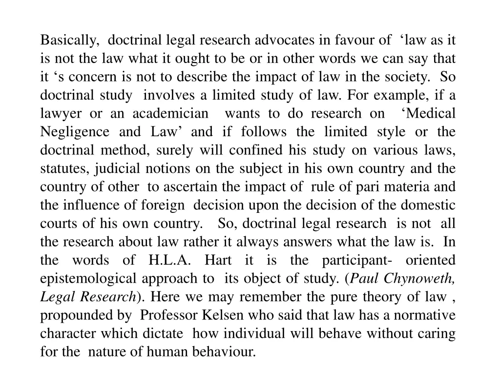 basically doctrinal legal research advocates