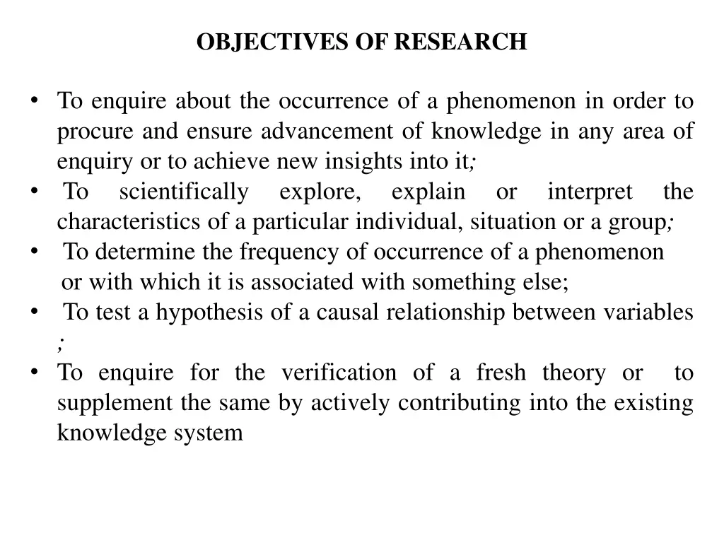 objectives of research