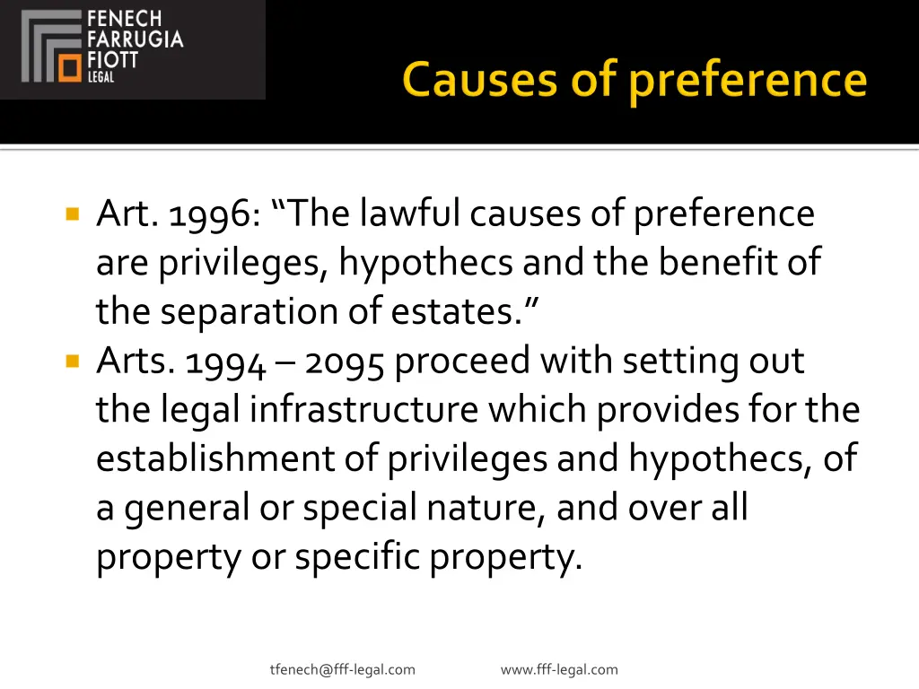 art 1996 the lawful causes of preference