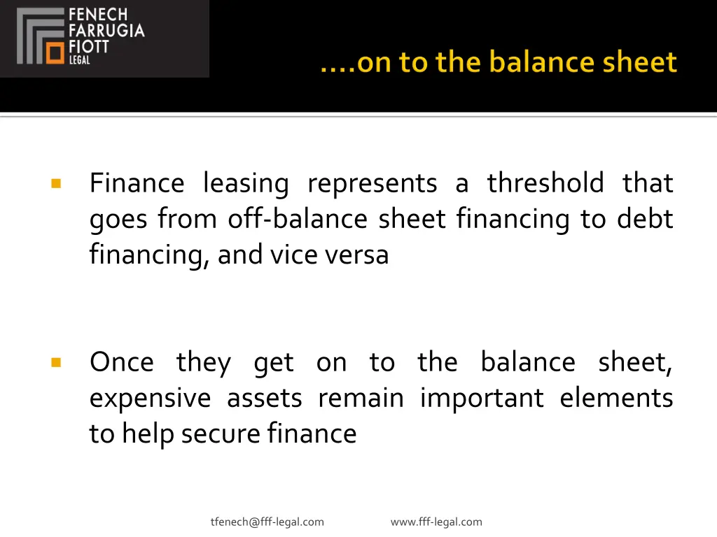 finance leasing represents a threshold that goes