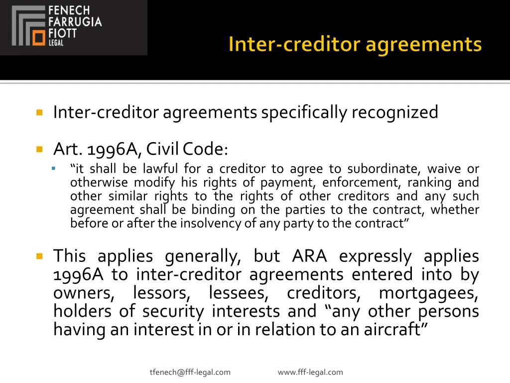 inter creditor agreements specifically recognized