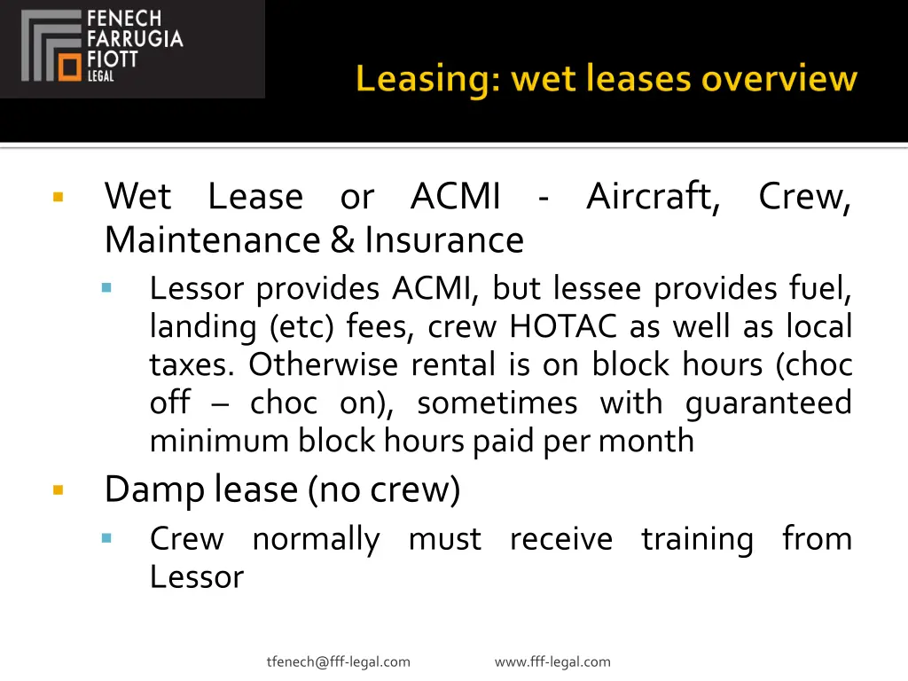 wet lease or acmi aircraft crew maintenance