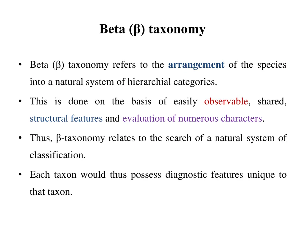 beta taxonomy