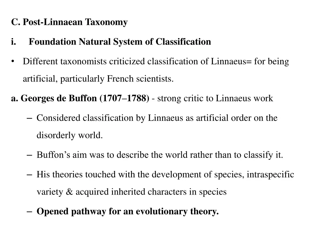 c post linnaean taxonomy