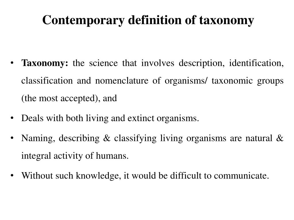 contemporary definition of taxonomy