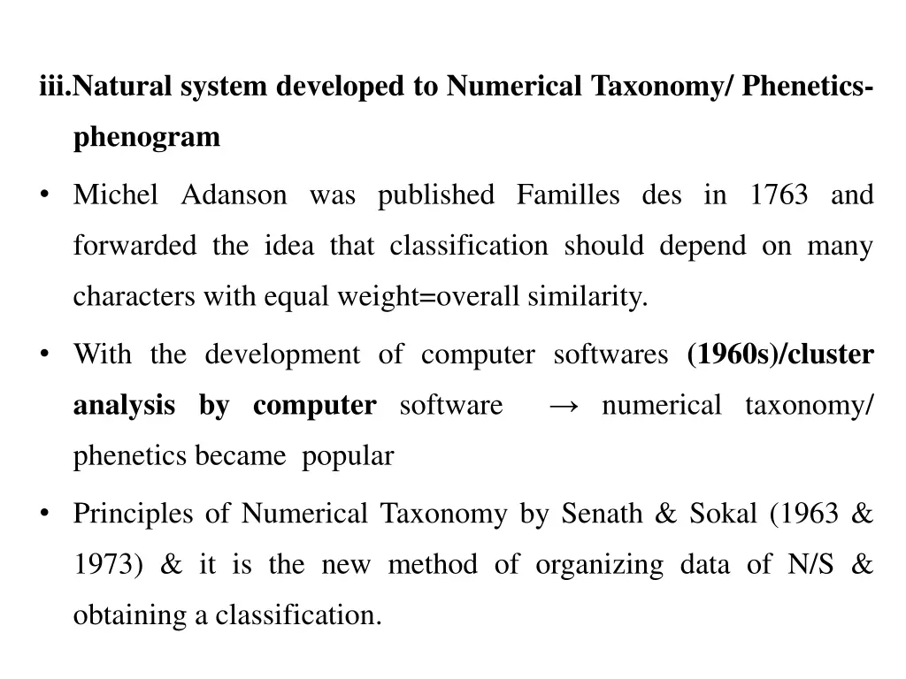 iii natural system developed to numerical