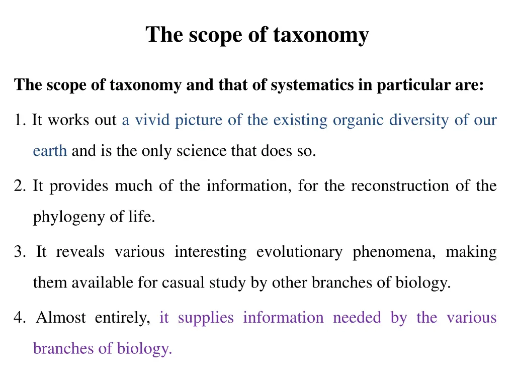 the scope of taxonomy