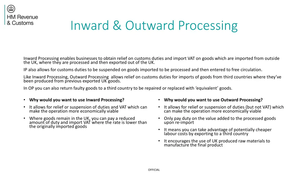 inward outward processing