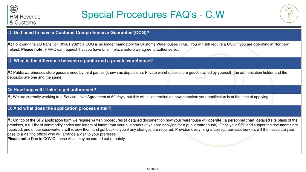 special procedures faq s c w