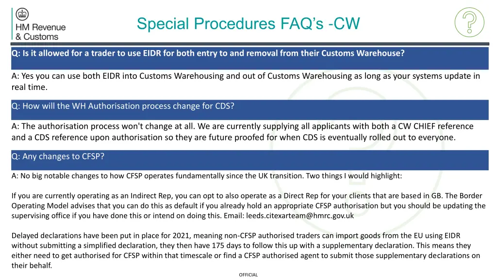 special procedures faq s cw 1