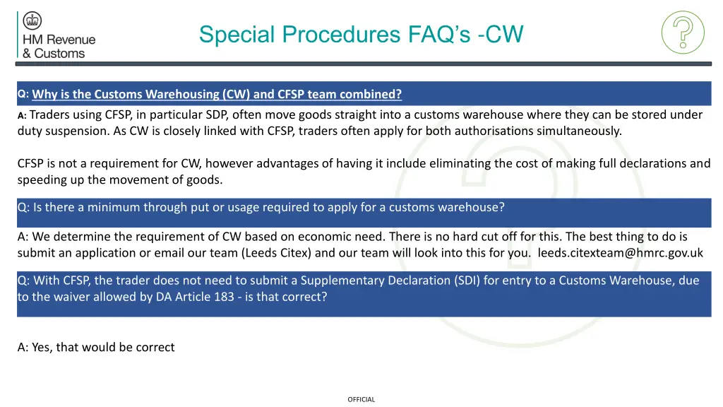 special procedures faq s cw