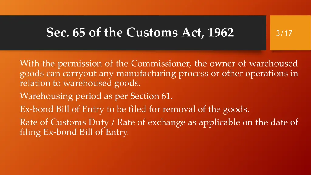 sec 65 of the customs act 1962