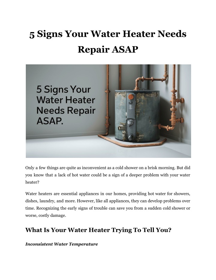 5 signs your water heater needs