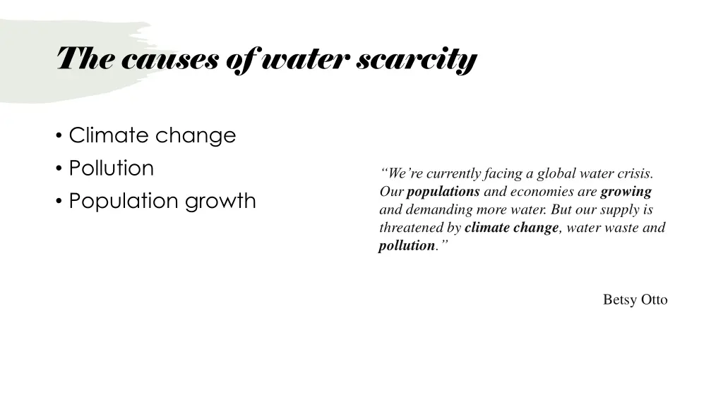 the causes of water scarcity