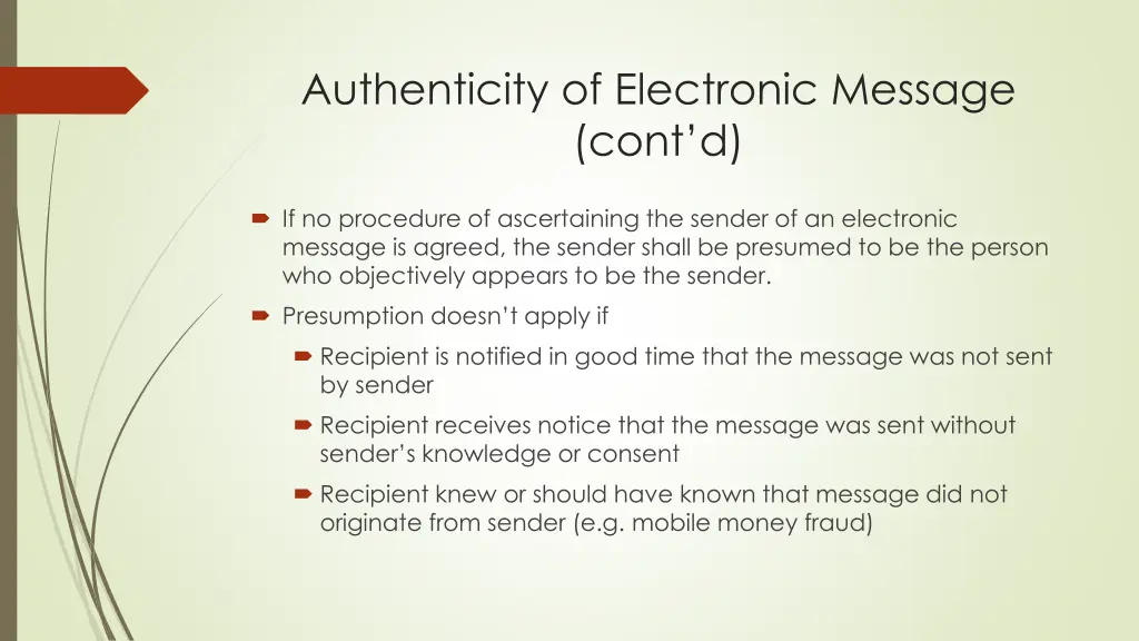 authenticity of electronic message cont d