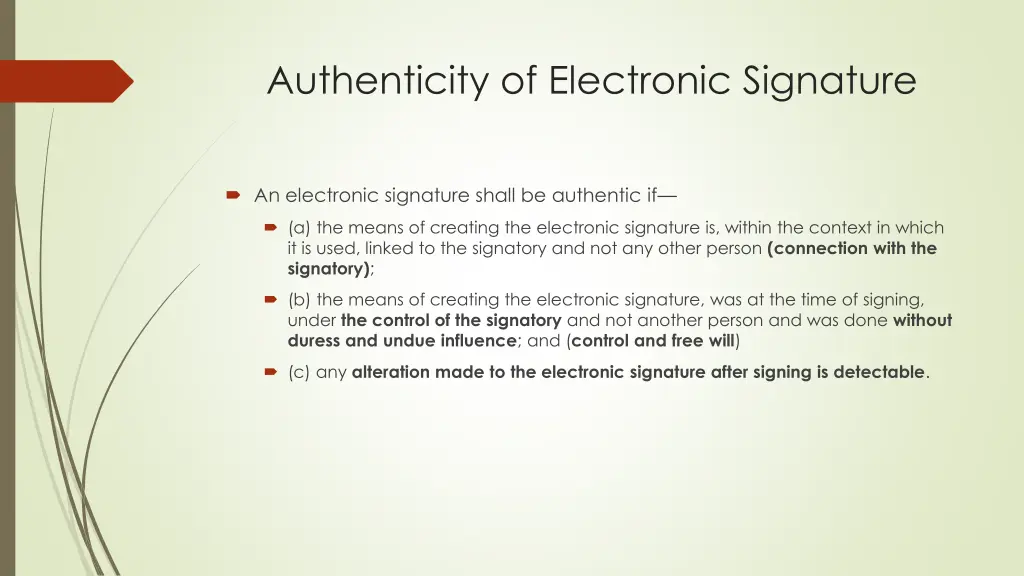 authenticity of electronic signature