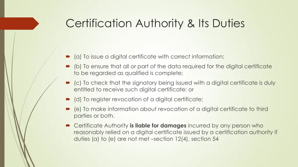 certification authority its duties