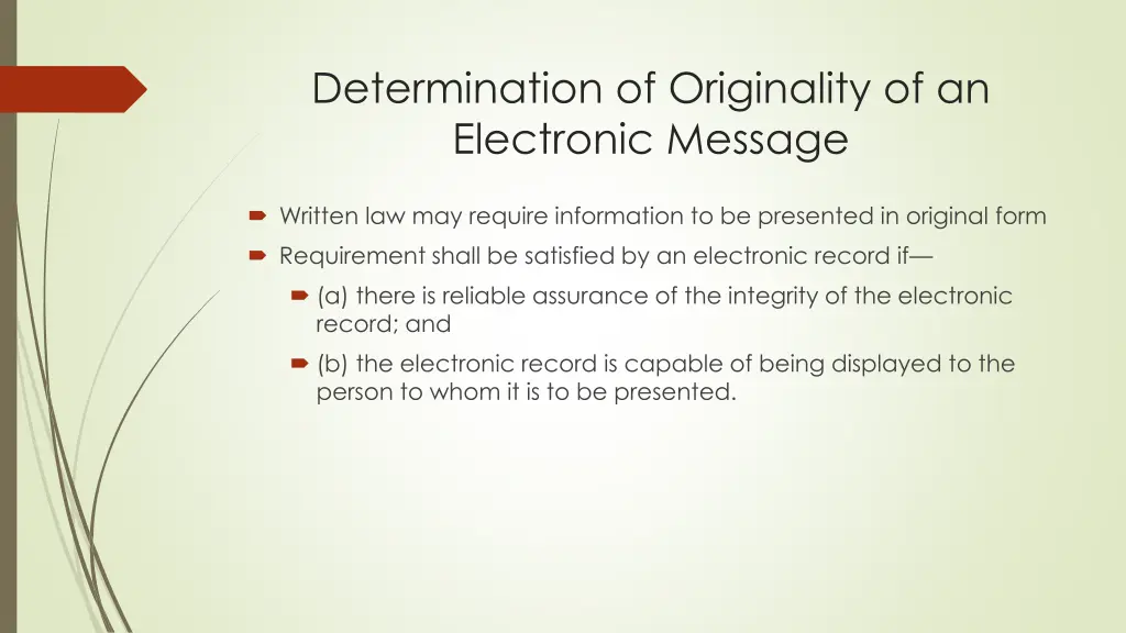 determination of originality of an electronic