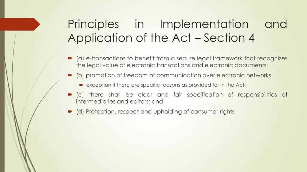 principles application of the act section 4