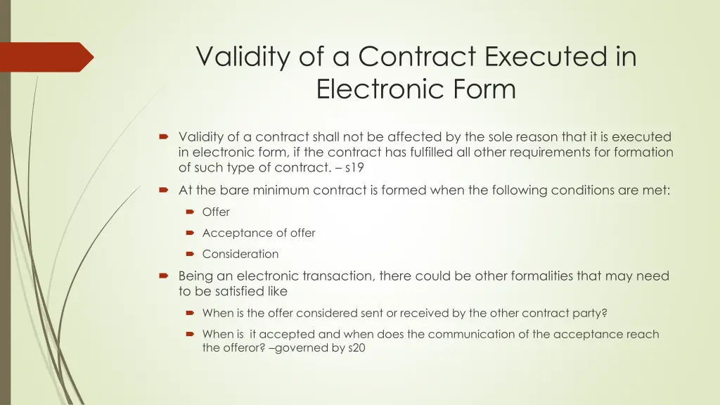 validity of a contract executed in electronic form