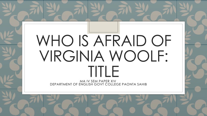 who is afraid of virginia woolf title