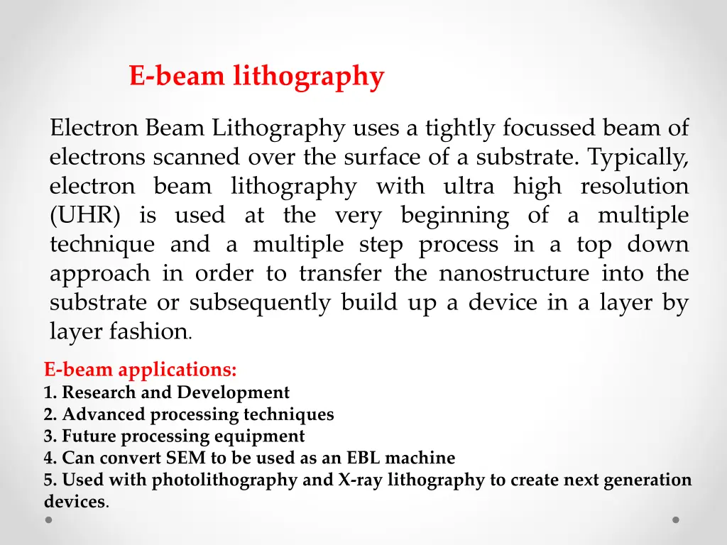 e beam lithography