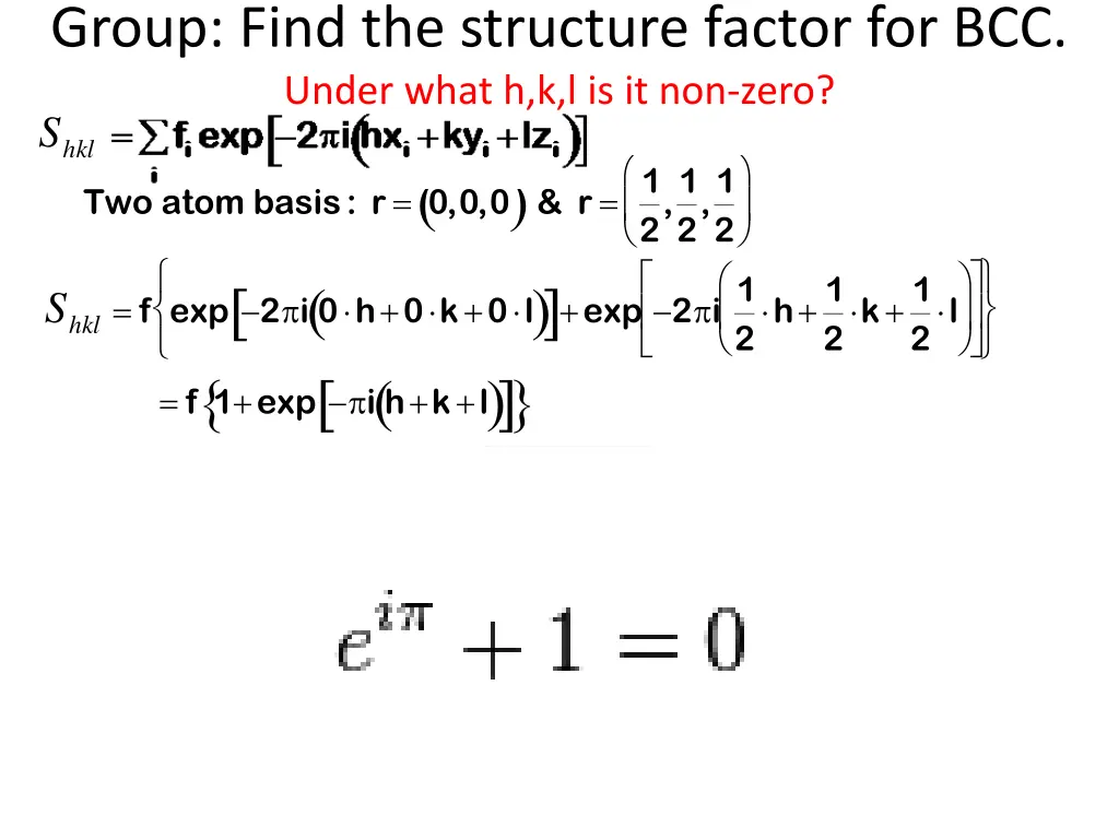 group find the structure factor for bcc under 2