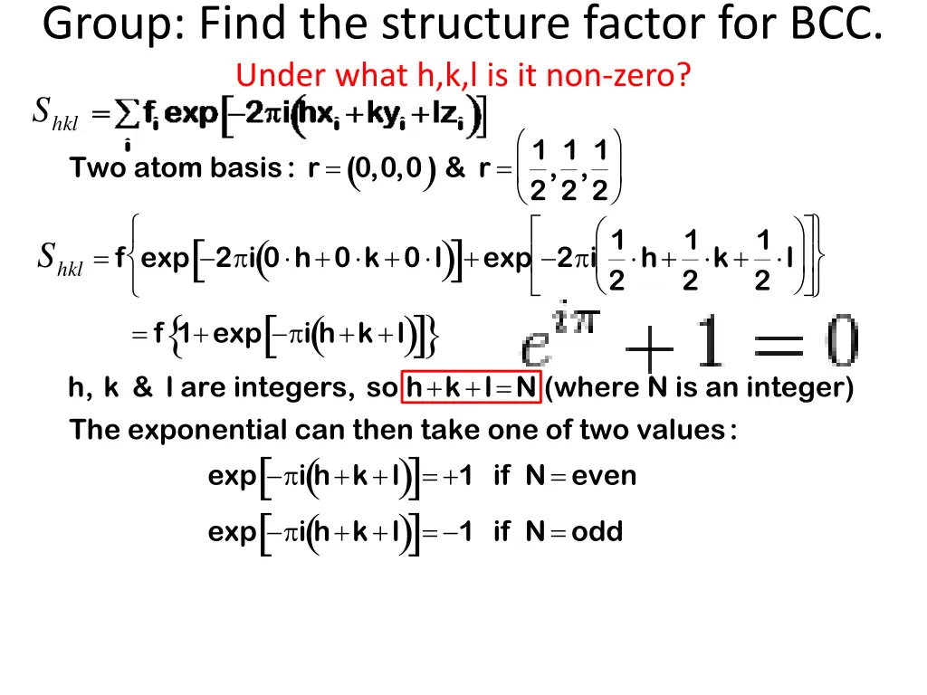 group find the structure factor for bcc under 3