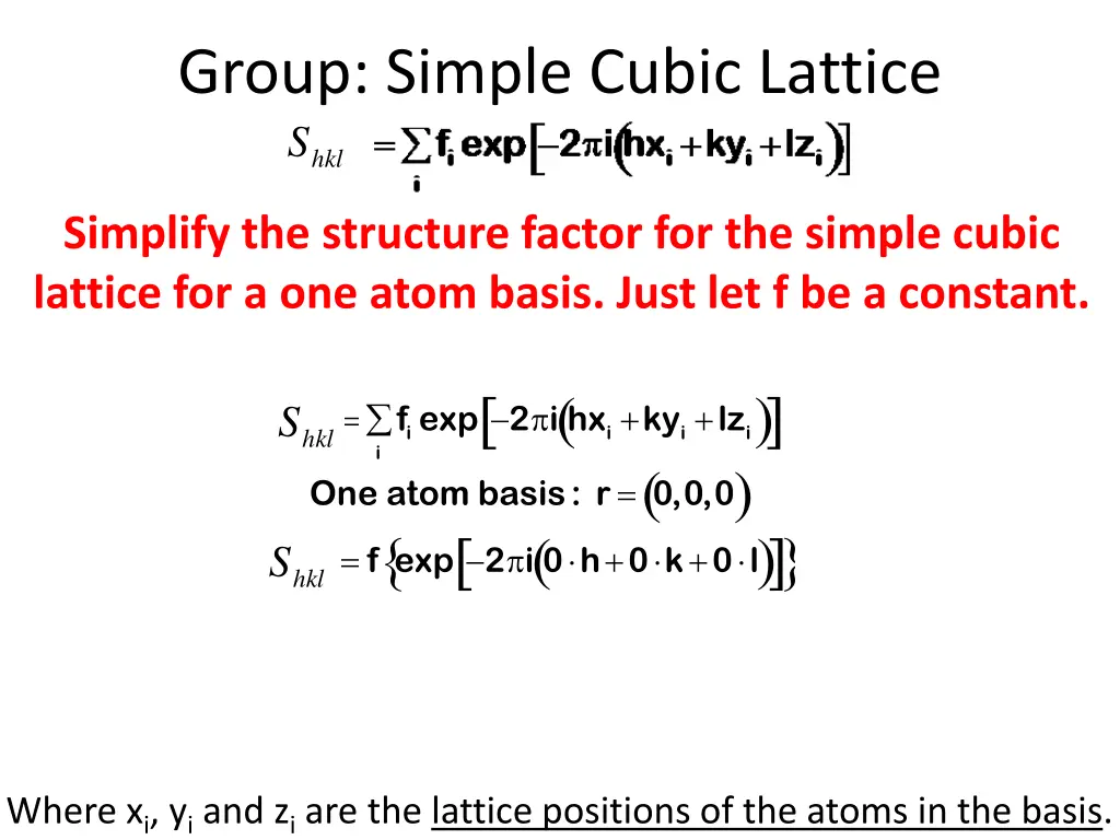 group simple cubic lattice s 2