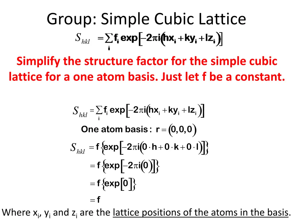 group simple cubic lattice s 3