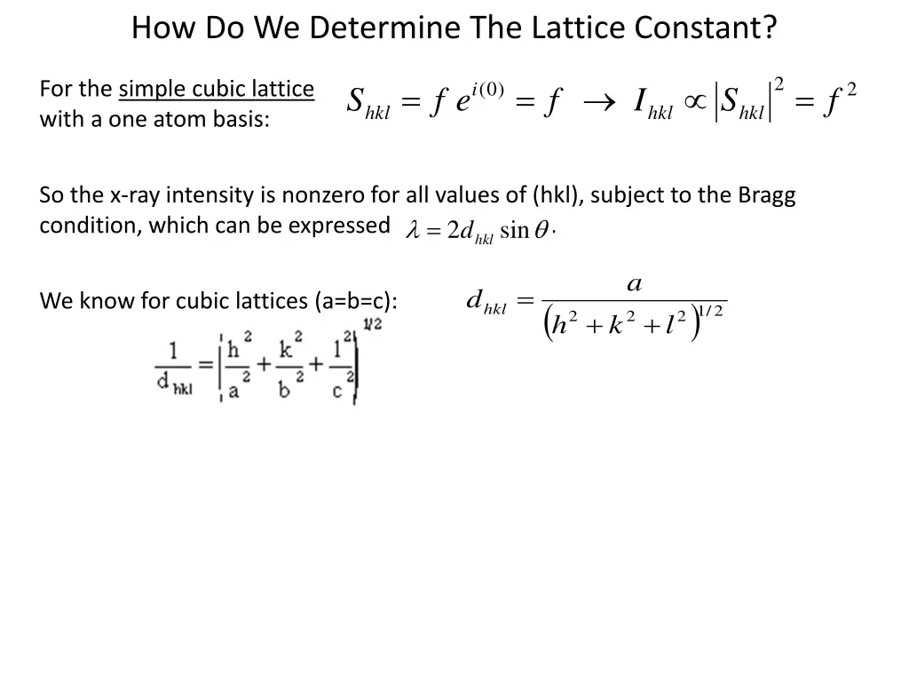 how do we determine the lattice constant 1