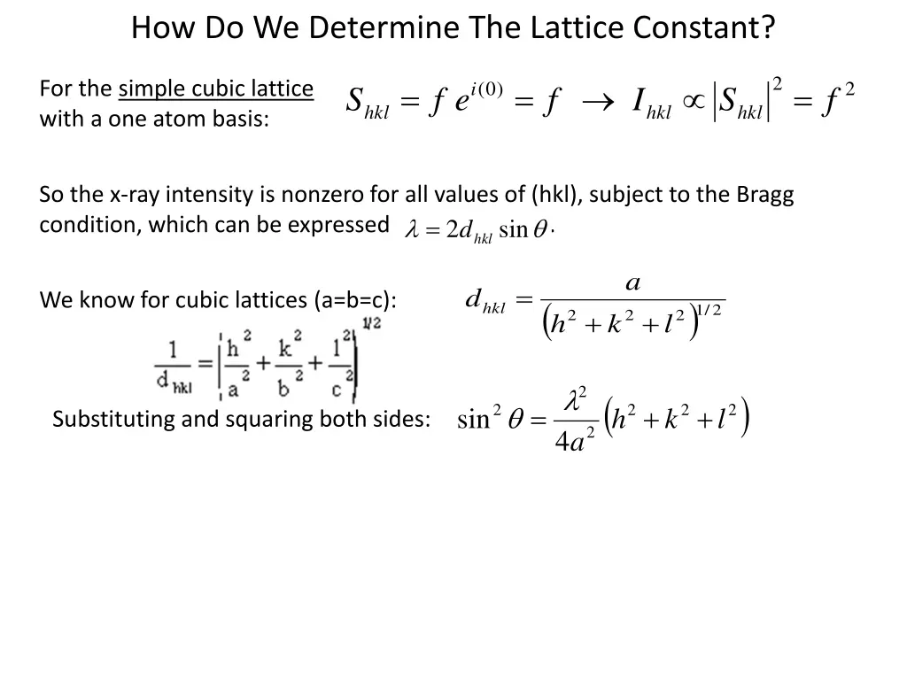 how do we determine the lattice constant 2