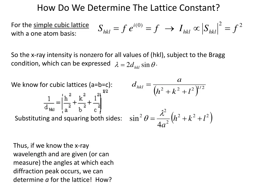 how do we determine the lattice constant 3