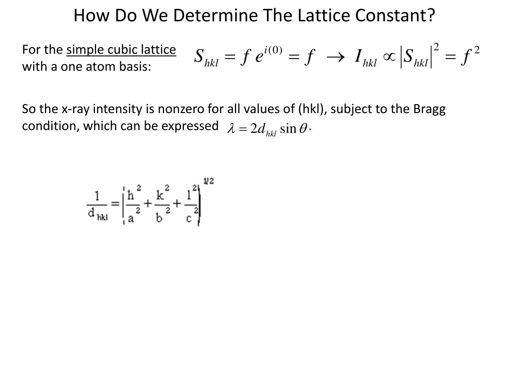 how do we determine the lattice constant