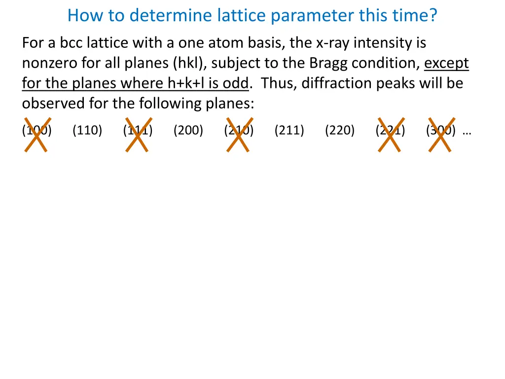 how to determine lattice parameter this time