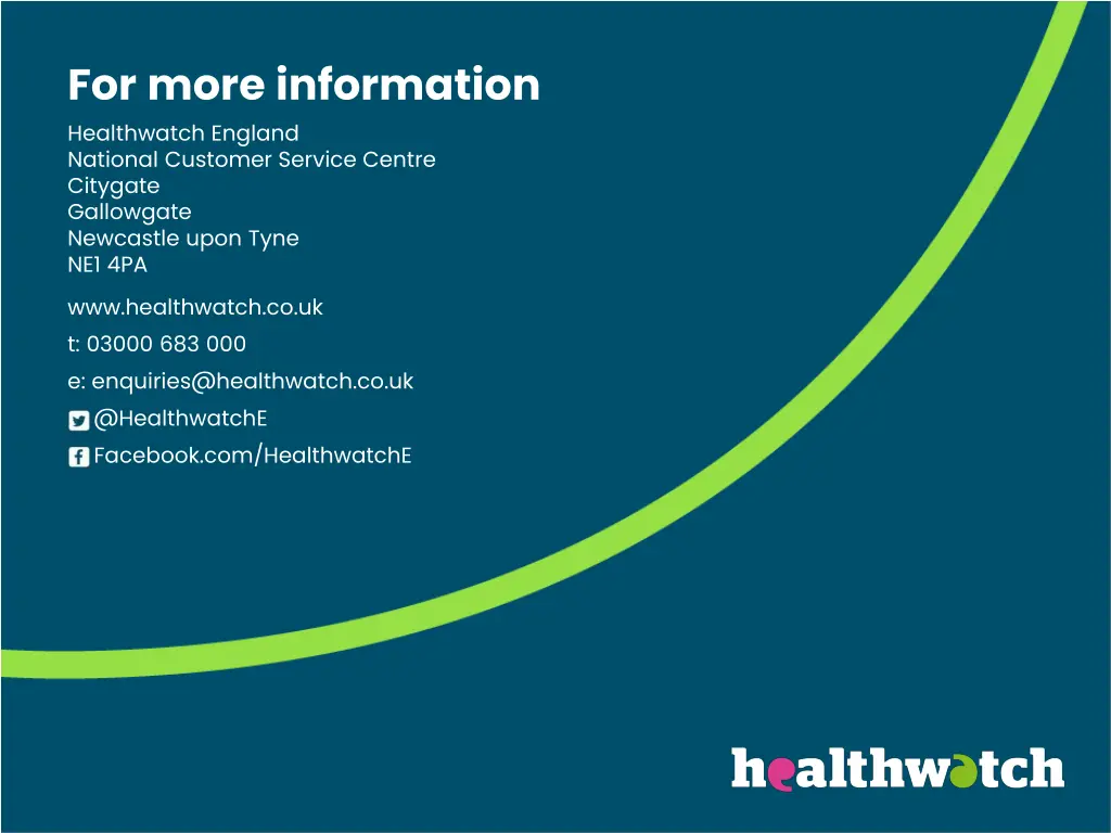 for more information healthwatch england national