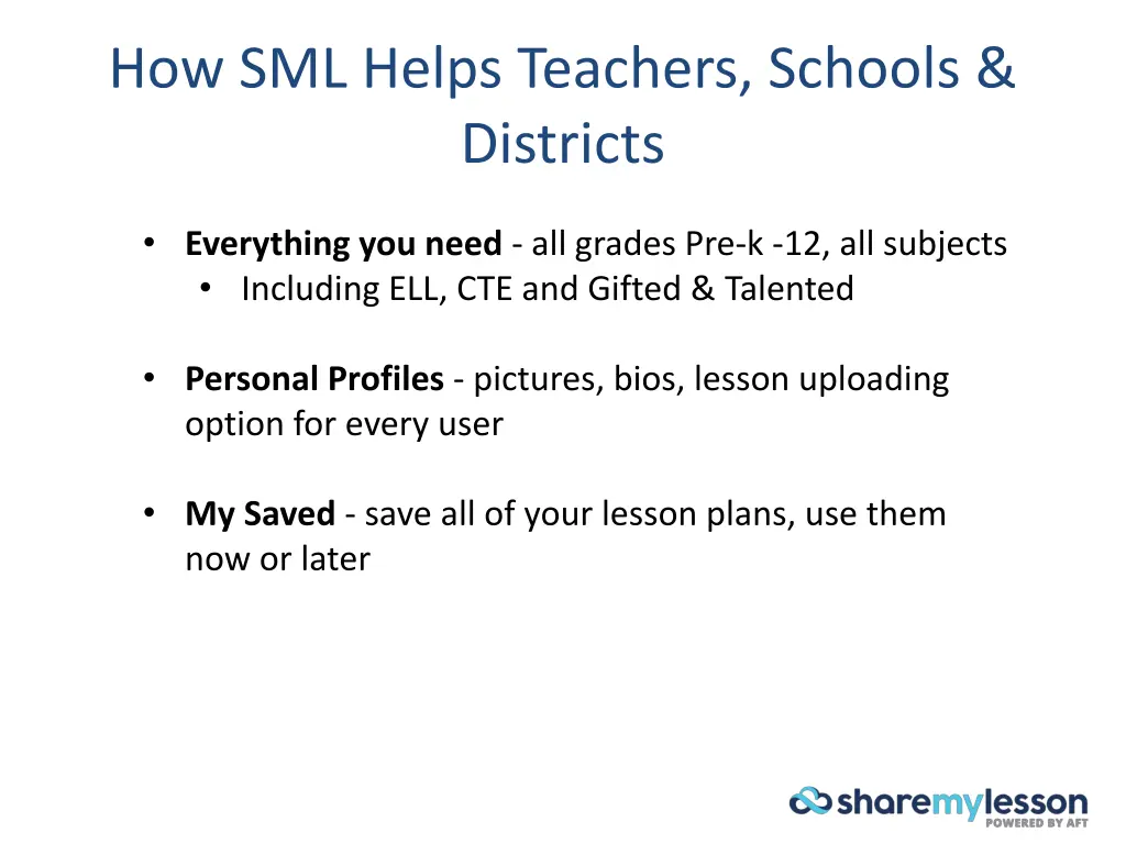 how sml helps teachers schools districts