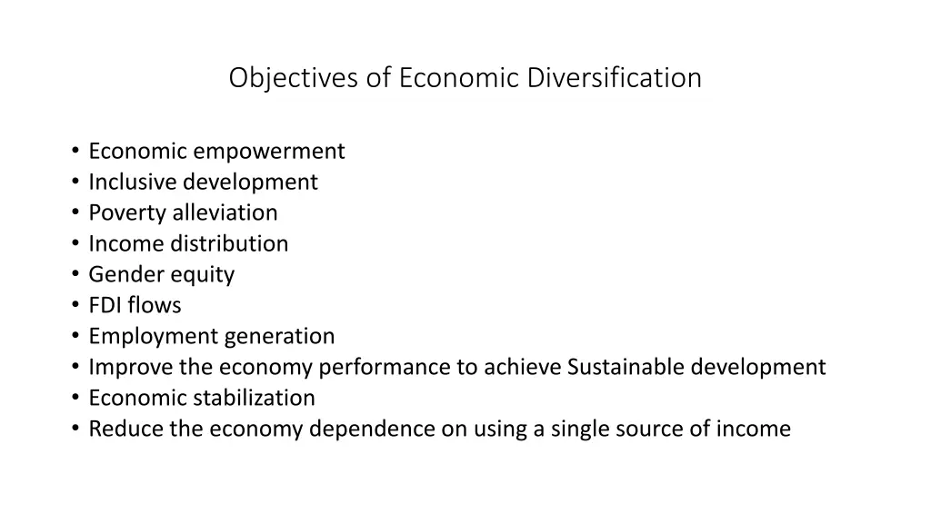 objectives of economic diversification