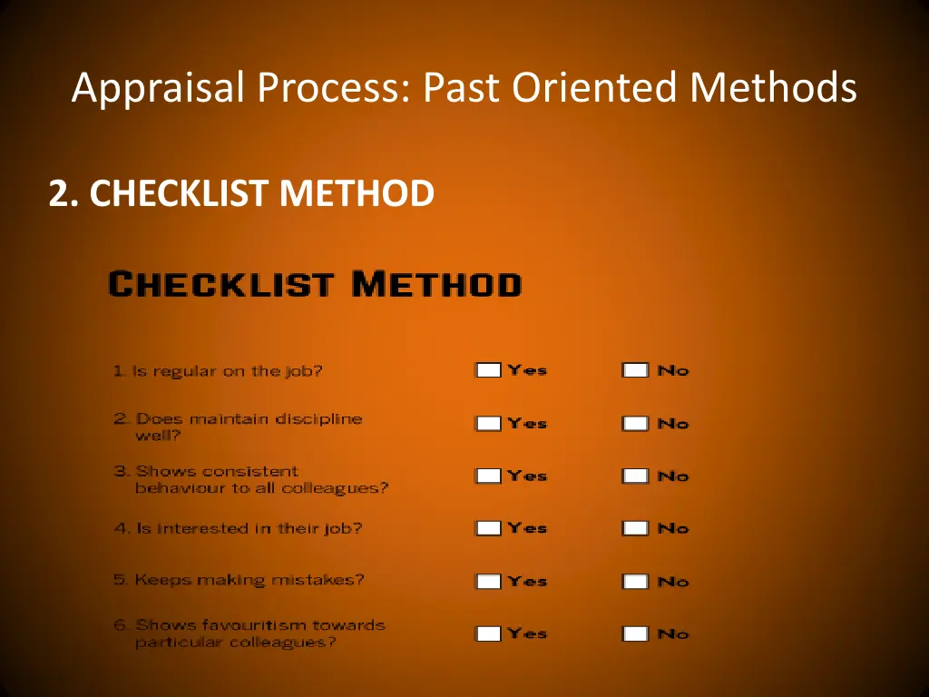 appraisal process past oriented methods 1