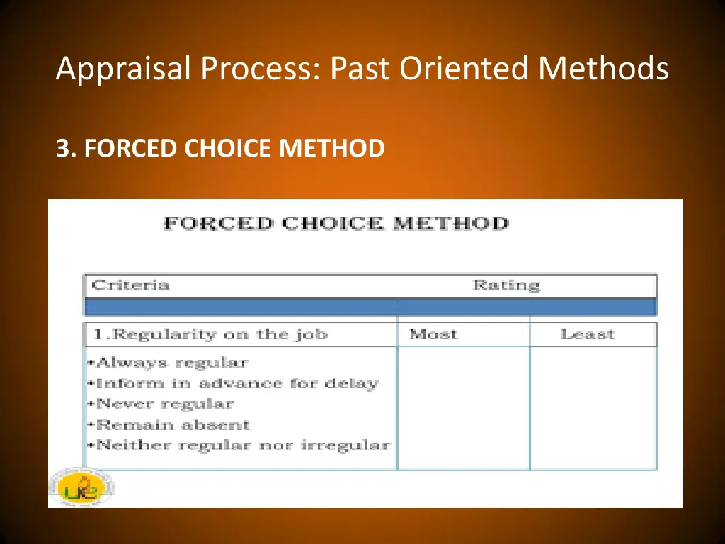 appraisal process past oriented methods 2