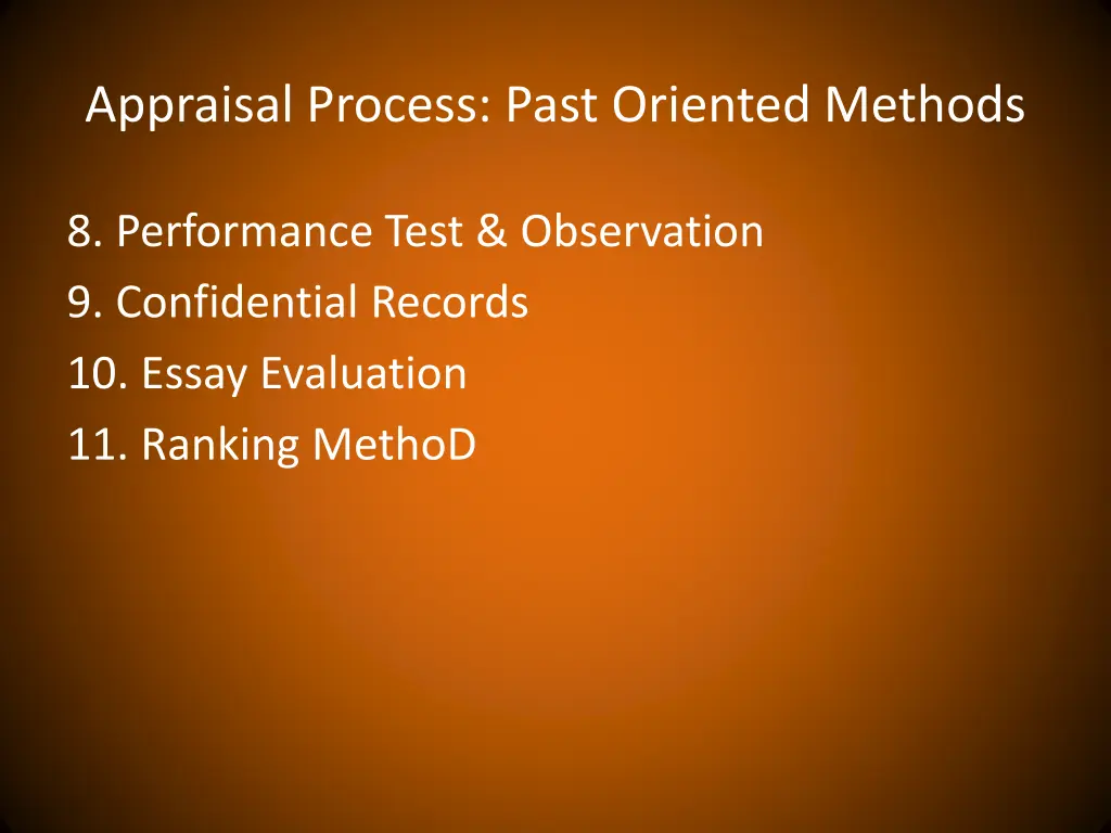 appraisal process past oriented methods 7